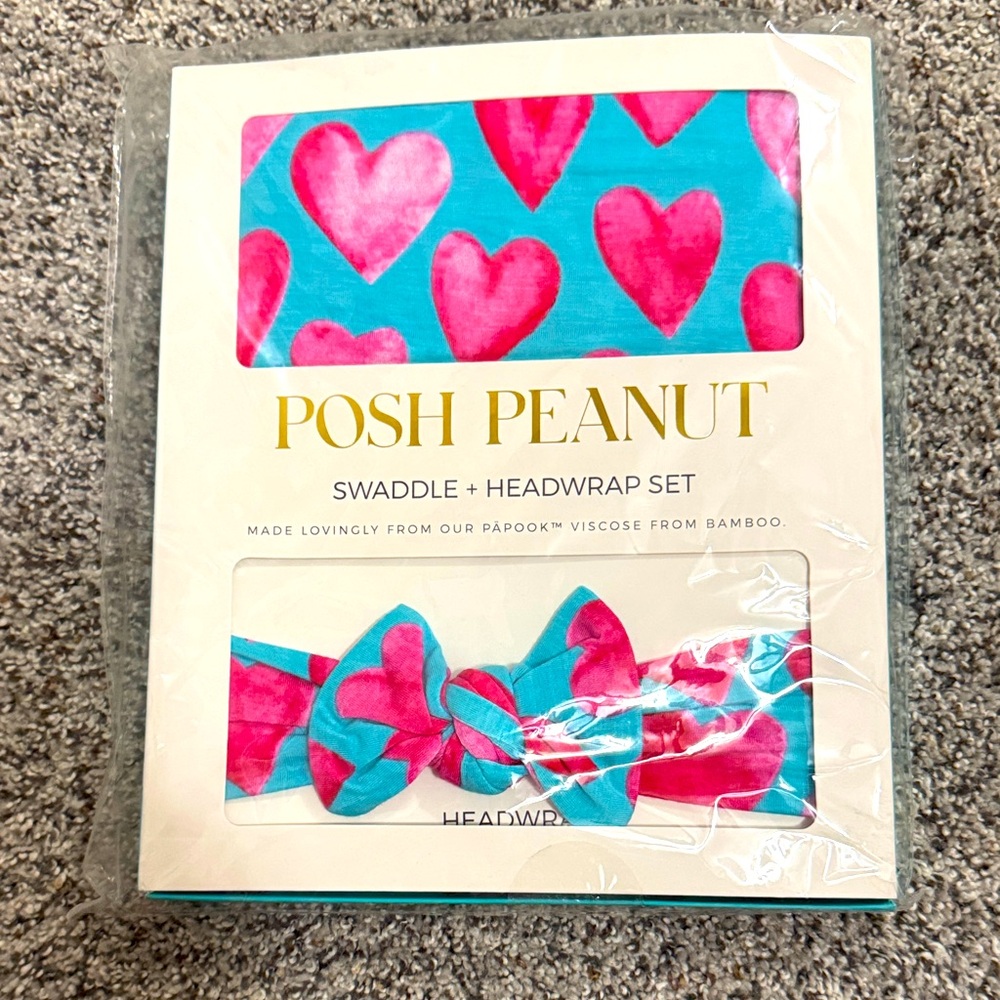 Posh Peanut Queen of Hearts Swaddle and Headwrap Set